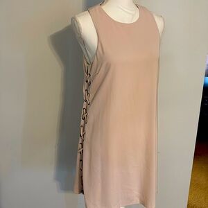 Lulus Blush Lace-Up Side Sleeveless Shift Dress Size Large